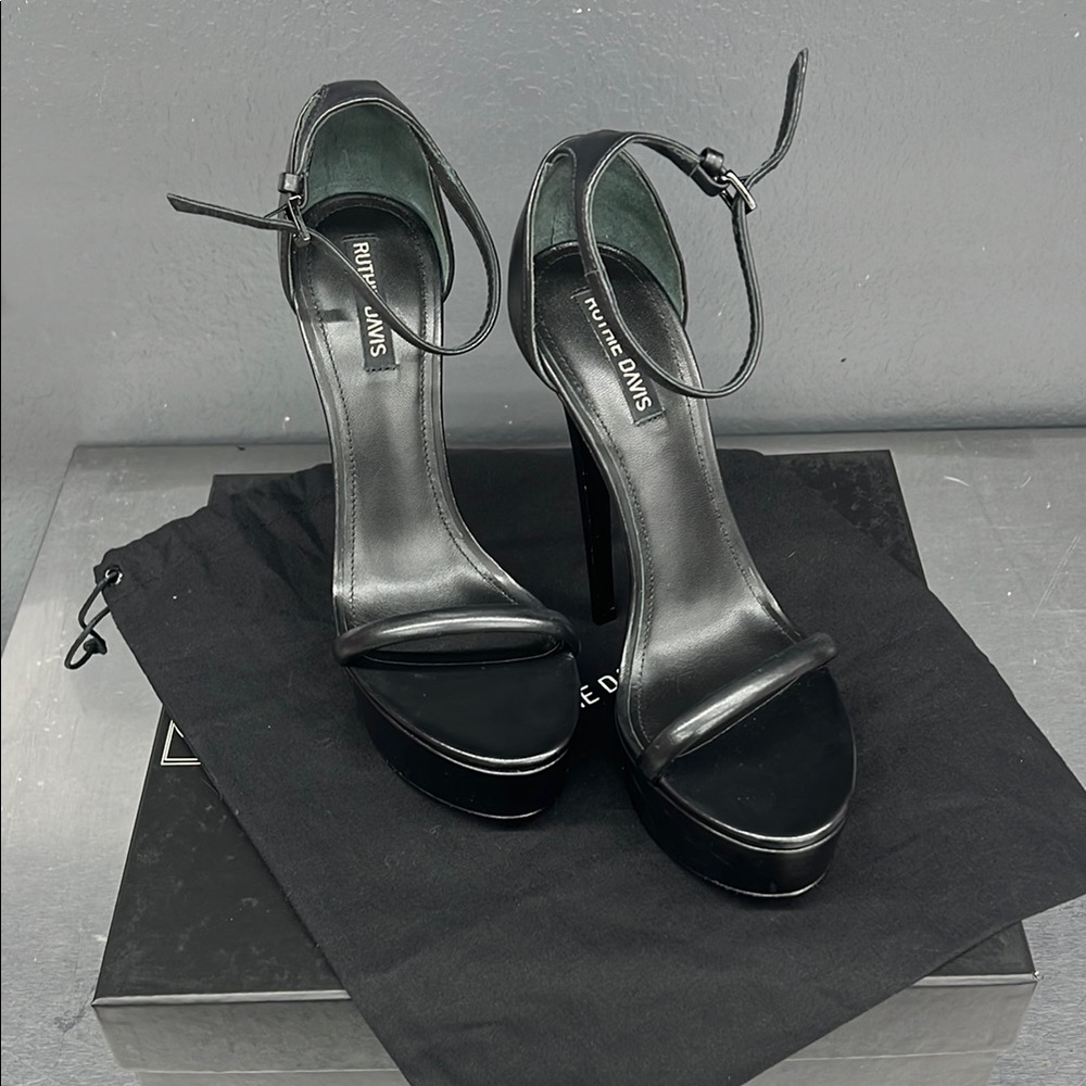 Ruthie Davis Candy Black Strappy Heels